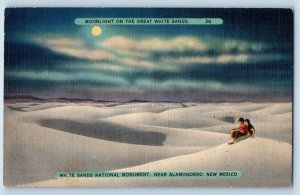 Alamogordo New Mexico Postcard White Sands National Monument Moonlight c1940's