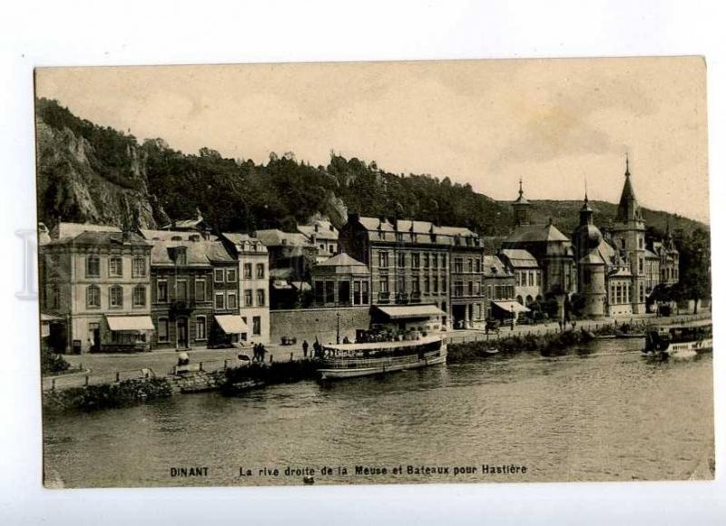 191338 FRANCE DINANT quay & ships view Vintage postcard