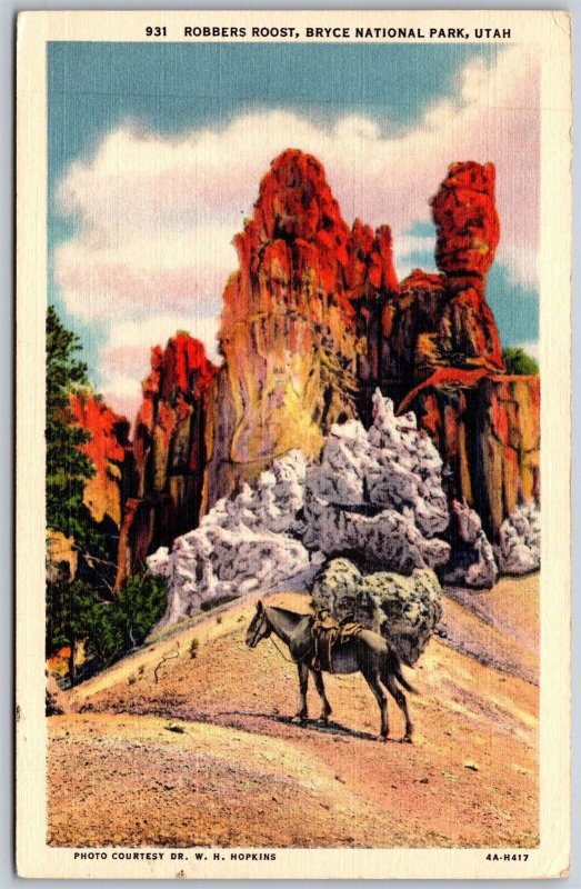 Vtg Utah UT Robbers Roost Bryce Canyon National Park 1930s View Postcard