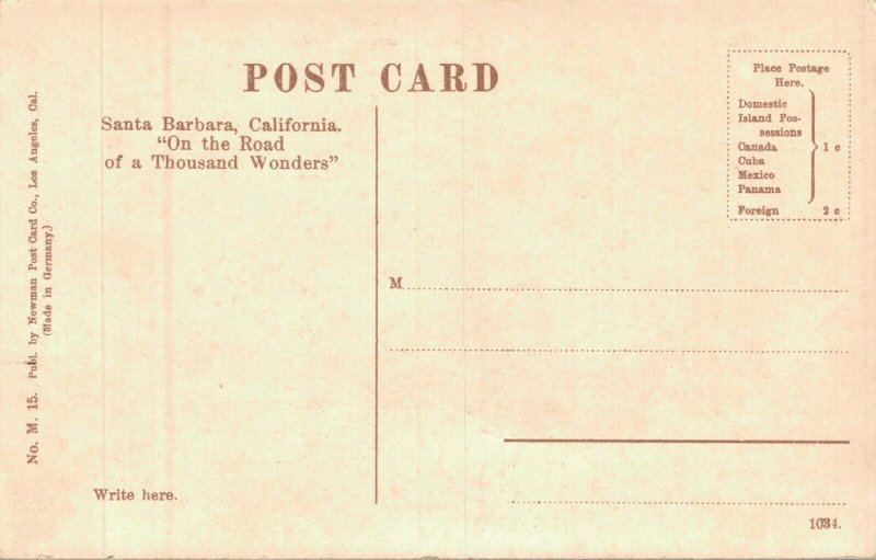 USA Potter Hotel Santa Barbara California Vintage Postcard 05.77