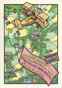 1998 Rick Geary Artist, Route 66, Airplane View, Springfield MO,  Postcard