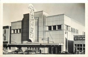 Postcard Alaska Anchorage RPPC 1940s Movie Theater marquee automobiles AK24-976