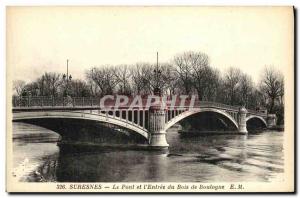 Old Postcard Suresnes Bridge And The Bois du Boulogne Entree