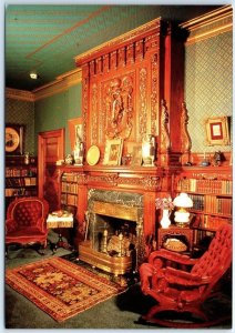 Postcard - Library Fireplace at The Mark Twain House - Hartford, Connecticut