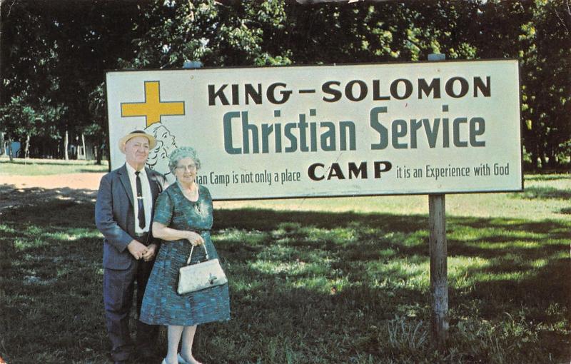 Solomon Kansas~King Solomon Christian Service Camp~Older Couple by Big Sign~1960