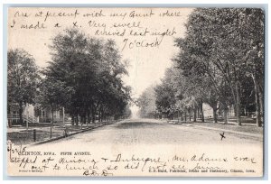 Clinton Iowa IA Postcard Fifth Avenue Residence Section Trees Scene 1905 Vintage