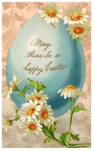 Easter .  Flowers , Blue Egg