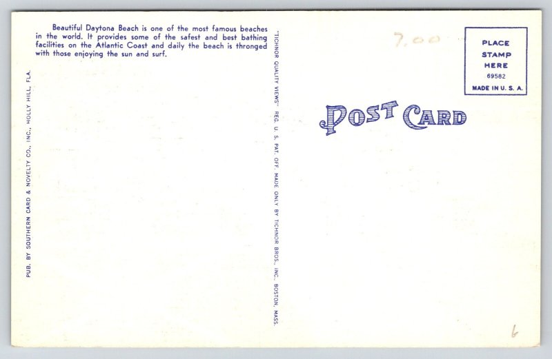 Daytona Beach Florida~Pier Casino~Ocean Front~Clock~Ferris Wheel~Linen Postcard