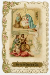 1890s Jesus Mary Joseph Angel 3 Wise Men Gloria in Excelsis Deo Card F220