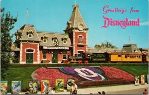 Greetings from Disneyland CA Floral Mickey Mouse c1965 Vintage Postcard D39