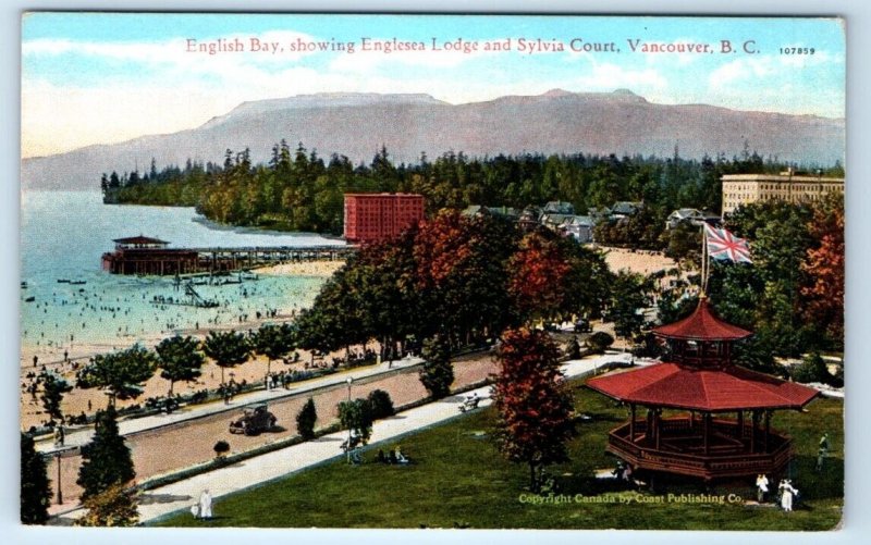 VANCOUVER English Bay showing Englesea Lodge Slyvia Court CANADA Postcard