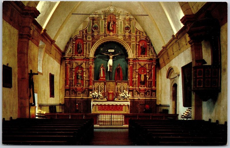 Interior Carmel Mission Carmel California CA Main Altar Restored Redos Postcard