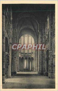 Old Postcard 15 abbey of Mont St Michel abbey church nave