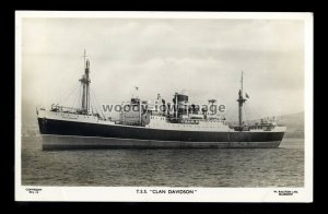 ca0318 - Clan Line Cargo Ship - Clan Davidson - postcard plain back