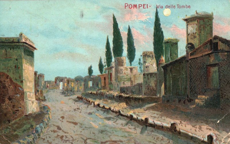 Vintage Postcard 1910's Via Delle Tombe Road of the Tombs Pompei Italy IT Art