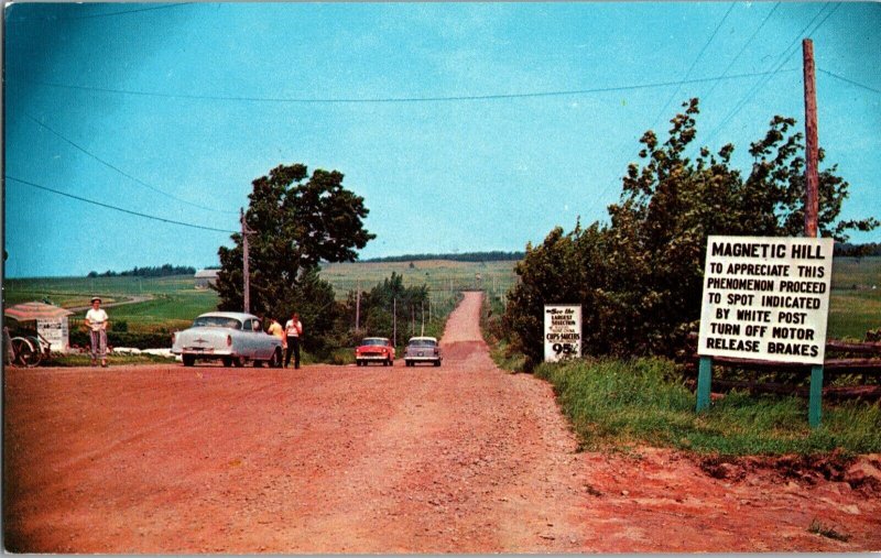Magnetic Hill Moncton New Brunswick c1950s Vintage Postcard Retro Cars