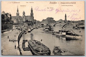 Vtg Dresden Germany Dampfschifflandeplatz Steamship Landing Site Postcard