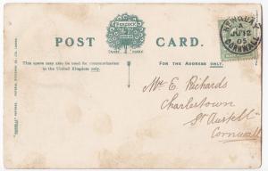 Cornwall; Newquay, The Headland Hotel PPC 1905 PMK To E Richards, St Austell