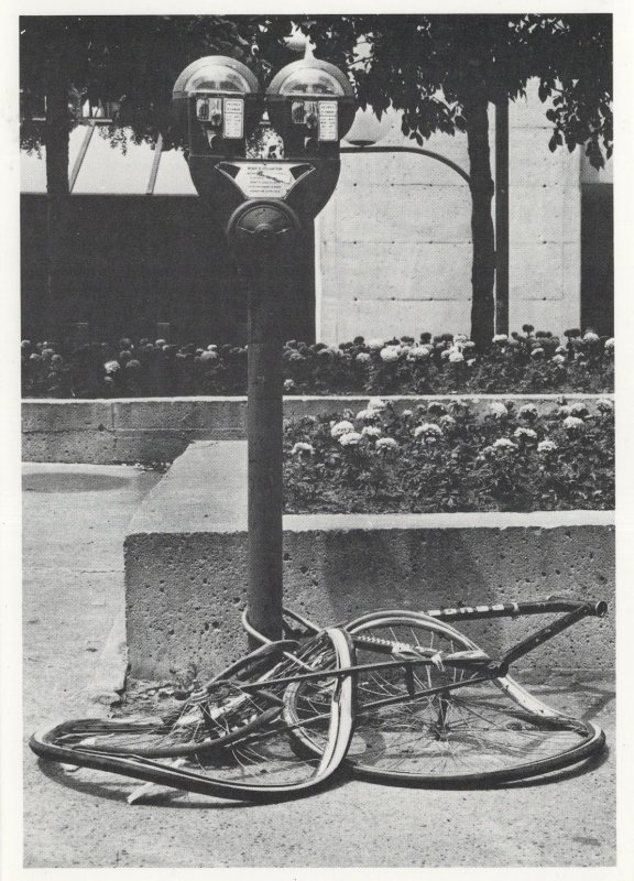 Mangled Crushed Bike Cycle Disaster by Parking Meter Postcard