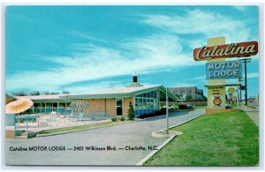 CHARLOTTE, NC North Carolina ~Roadside Catalina MOTOR LODGE c1950s  Postcard