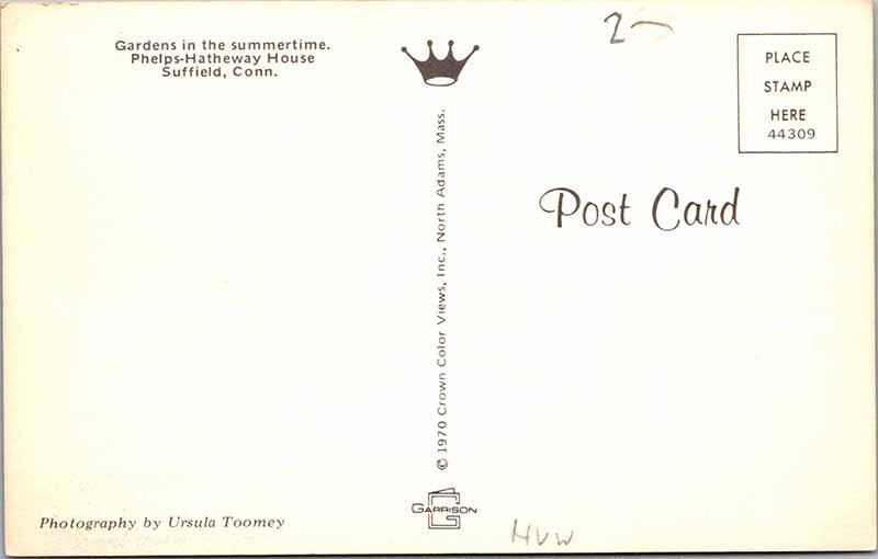 Postcard HOUSE SCENE Suffield Connecticut CT AL9996