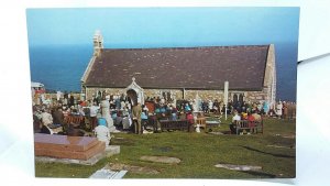 Outdoor Service at St Tudnos Church Llandudno Wales Vintage Postcard 1960s