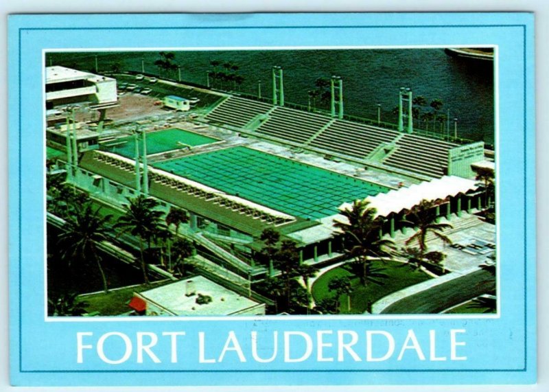 FORT LAUDERDALE, Florida FL ~ Olympic Size HALL OF FAME POOL 4x6 Postcard