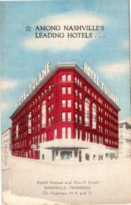 Postcard TN Nashville Hotel Tulane Eighth Avenue & Church Street 1940s F31