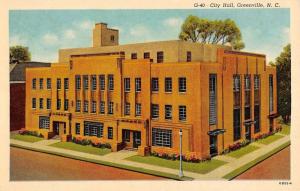 Greenville North Carolina City Hall Street View Antique Postcard K101994