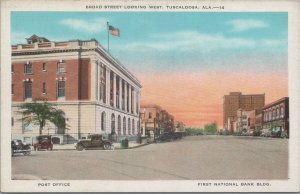 Postcard Broad Street Looking West Tuscaloosa AL