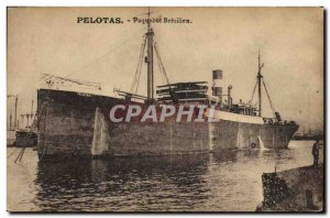 Postcard Old Ship Boat brazilian Brazil Pelotas Brazil