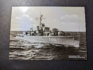 Mint Germany Naval Ship RPPC Postcard Naval Harbor Kiel School Frigate Graf Spee