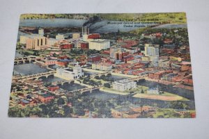 Air View of the Loop District Municipal Island and Quaker Oats Plant Postcard