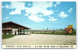 1950s CALLAHAN FL DESERT ISLE MOTEL US 301 ORVILLE BUMGARNER  POSTCARD P2888