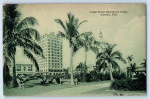 1940 Miami Florida FL Vintage Postcard View Bayfront Park Buildings Palm Trees