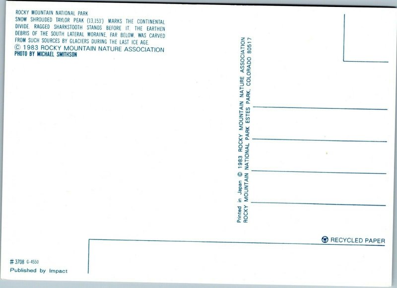 postcard CO - Rocky Mountain National Park - Snow Shrouded Taylor Peak