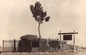 J31/ Wyoming Postcard RPPC c1910 Tree-In-Rock Sanborn Lincoln Hwy 9