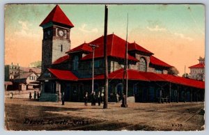 Depot, Lowell MA, 1911 Postcard, Local Publish, Bedford NS Broken Circle Cancel