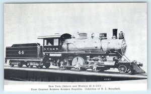 Steam RAILROAD ENGINE #44 ~ NY, ONT. & WESTERN RR 1958 Etchtone Postcard