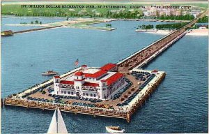 $6,000,000 Pier, St. Petersburg, Florida - Vintage Chrome Aerial View Postcard