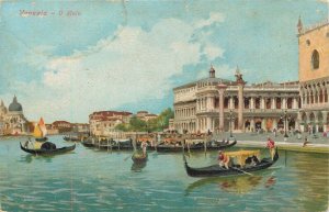 Italy sail & navigation themed postcard Venice San Marco gondola harbour fantasy