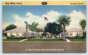 SARASOTA, Florida FL ~ Roadside RITZ MOTOR COURT Motel c1940s Linen  Postcard