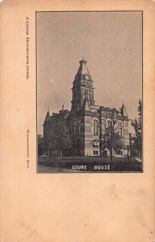 Court House, Washington, Indiana, Early Postcard, Unused