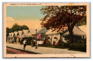 Vintage 1930's Colored Photo Postcard Avenue of Tents Ocean Grove New Jersey