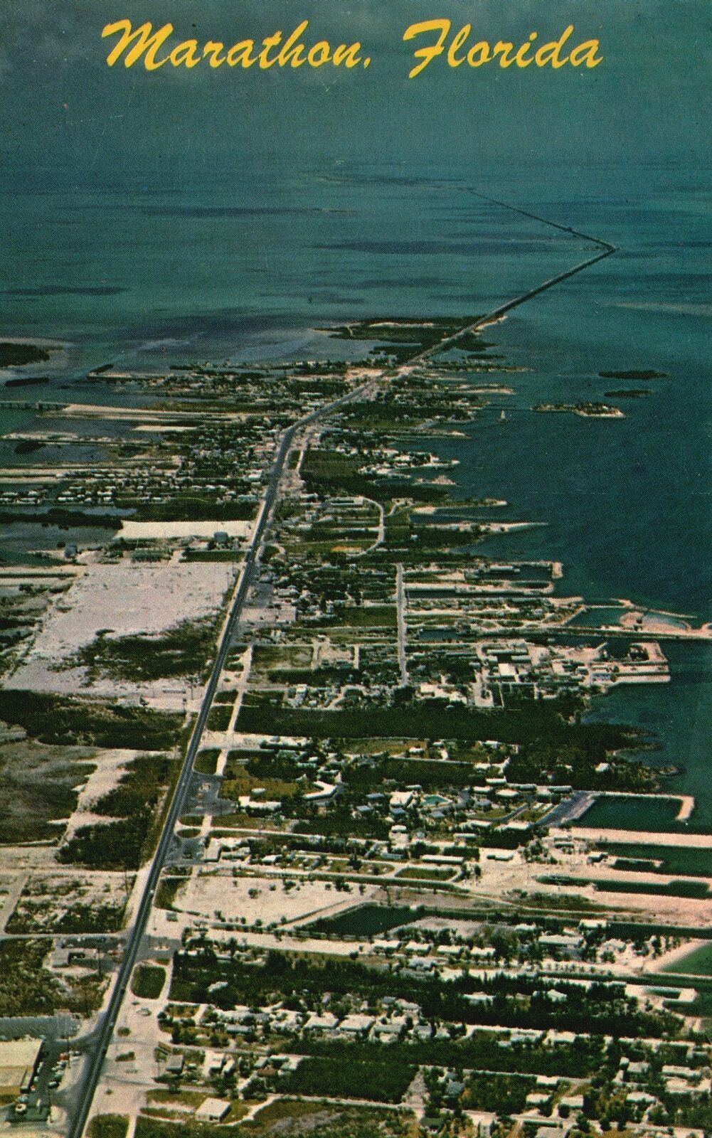 Vintage Postcard Looking South Seven Mil Bridge In Background Marathon