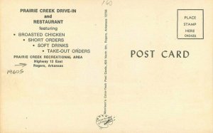 Rogers Arkansas 1960s Prairie Creek Drive In Restaurant autos Postcard 21-5937