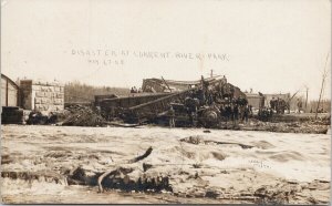 Current River Ontario 1908 Disaster CPR Train Derailment Story RPPC Postcard E86