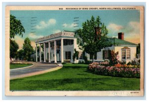 1937 Residence of Bing Crosby, North Hollywood California CA Vintage Postcard 