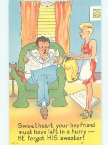 Linen Risque WIFE FINDS SWEATER OF HUSBAND'S FEMALE FRIEND AB6800@