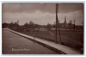 Staffordshire England Postcard Brewood from Canal c1910 Antique RPPC Photo